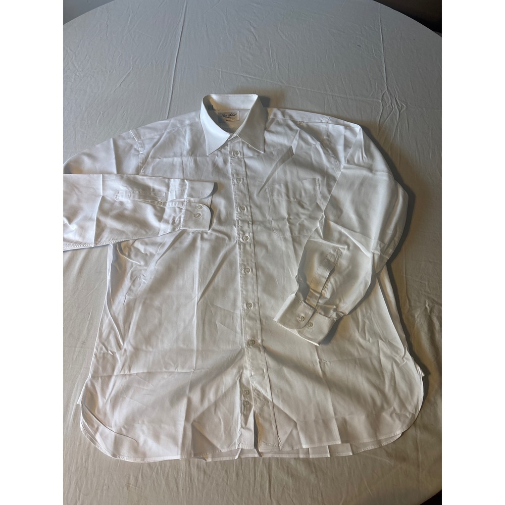 Ben Silver Dress Shirt Mens XL White Excellent 100% Cotton Long Sleeve Button Up